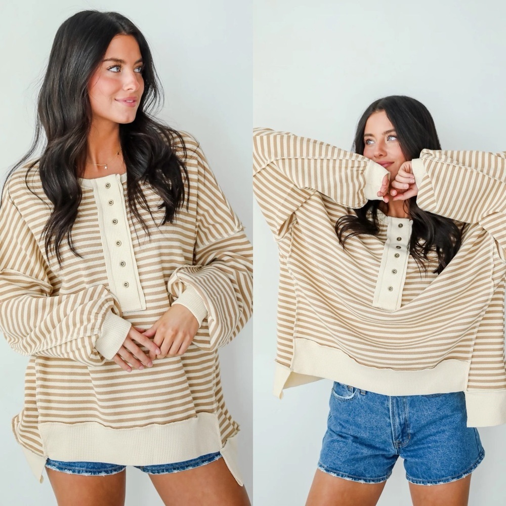 Talulah Oversized Long Sleeve Striped Shirt size small